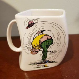 Vintage 1991 Golfers Mug Cup Results of Over-Swing Twisted Golf Funny Butt Crack